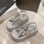 Giày sandal tăng chiều cao đế dày cho nữ, trang phục mặc ngoài mùa hè, giày đi biển cổ tích đế chuỗ