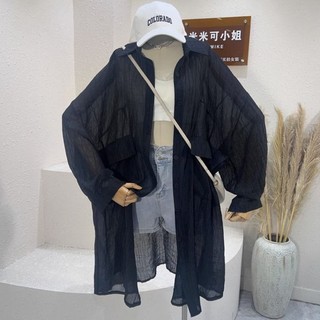 Mùa Hè Áo Sơ Mi Dài Tay Mỏng Cho Nữ Dáng Lười Kiểu Dáng Đơn Giản Chống Nắng Áo Cardigan Hàng