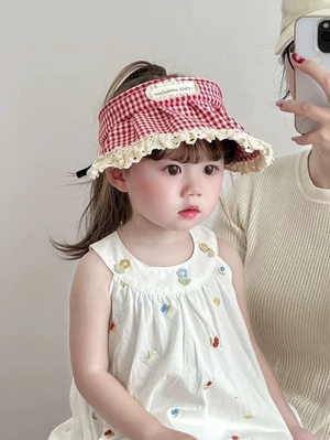 chiếc mũ cho bé xuân hè mũ rỗng kẻ sọc ren phong cách Hàn Quốc cho bé trai và bé gái đi chơi mũ