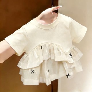 Áo thun mùa hè ngắn tay xù lông nửa tay ngọt ngào cotton nguyên chất đa năng thời trang dạo phố cho