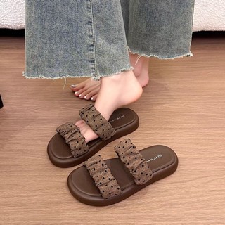 Polka Dot Thick-soled Slippers For Women's Outer Wear Summer New Style Huge Good-looking Non-