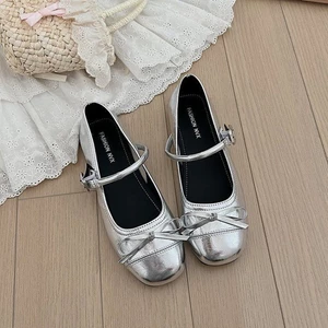 Giày Đế Bằng Kiểu Pháp Màu Đen Cho Nữ Phong Cách Ballet Mùa Xuân Giày Mary Jane Retro Cho Nữ Có