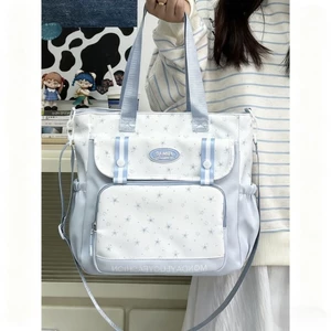 Cute Stars Versatile Shoulder Bag Student Tutorial Bag Hand-carrying Book Bag Handbag Junior Hig
