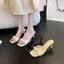 Giày sandal mũi vuông cho nữ, giày cao gót vuông đế giữa thời trang, dép lê gót nhọn phong cá