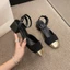 Giày sandal đế dày kiểu Pháp đa năng mùa hè cổ tích dành cho nữ mùa hè Giày gót dày kiểu Pháp phong
