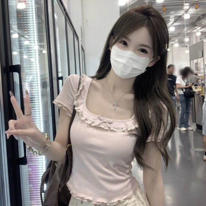 mối nối ngọt ngào và cay nồng phong cách mùa hè Phong cách Hàn Quốc thuần khiết khao khát cổ vuô