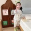 bé mùa hè co giãn thoải mái mặc nhà mỏng bé gái thoáng khí lỗ Bộ đồ ngủ Bộ trẻ em mềm mại bé tra