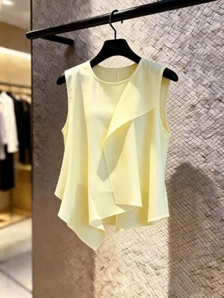 Đơn giản đi làm Áo không tay nữ mùa hè Hàng mới về Áo cổ tròn Áo đẹp và sang trọng