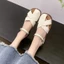 Dép mũi nhọn vàng Pháp dành cho nữ, mùa hè mới mặc ngoài Giày sandal La Mã đế bằng màu bạc