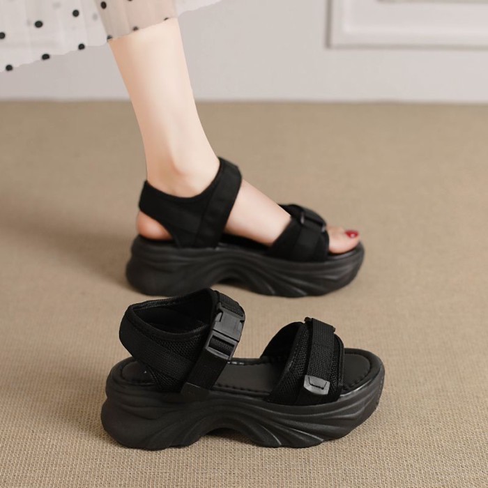 Giày sandal nữ đế dày mùa hè, đế dày, nhẹ, đế mềm, giày thể thao đi biển tăng chiều cao phù hợp