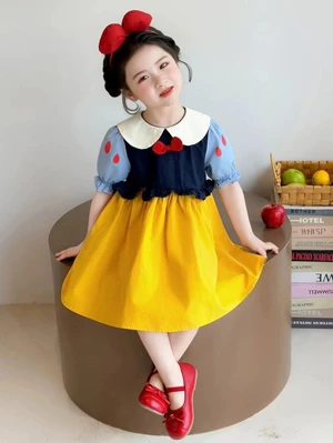 Đầm Bé Gái Mùa Hè Phong Cách Mới Trẻ Em Phong Cách Tay Ngắn Tuyết Trắng Váy Cotton Bé Gái Mùa Hè