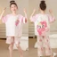 bộ đồ ngủ bé gái phong cách mùa hè quần ngắn tay trẻ em trẻ em lớn bé gái phong cách hoạt hình q