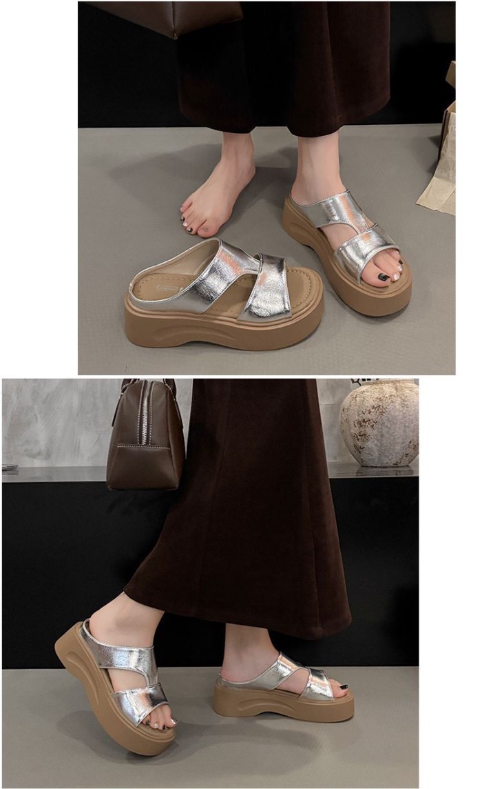 Dép đế dày cho áo khoác ngoài nữ Xiabai Phù hợp với váy kiểu phương Tây Dép xỏ ngón kiểu mới có