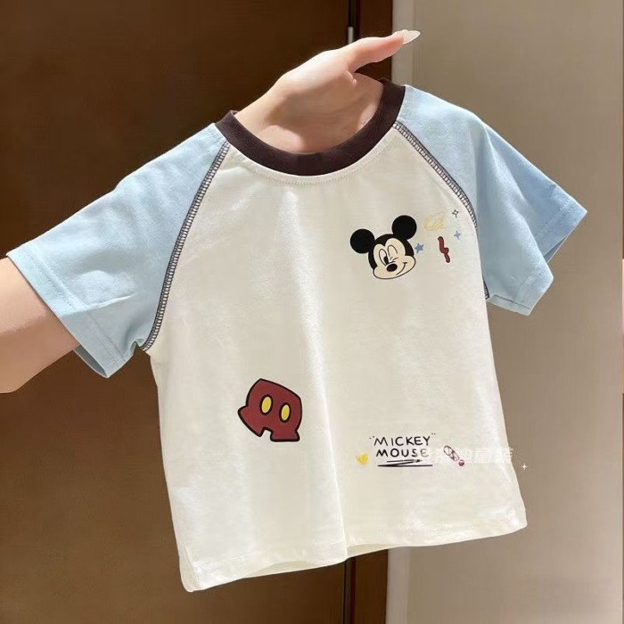 mẫu áo thun ngắn tay cotton nguyên chất hoạt hình kiểu dáng trẻ em mùa hè dành cho bé gái và bé
