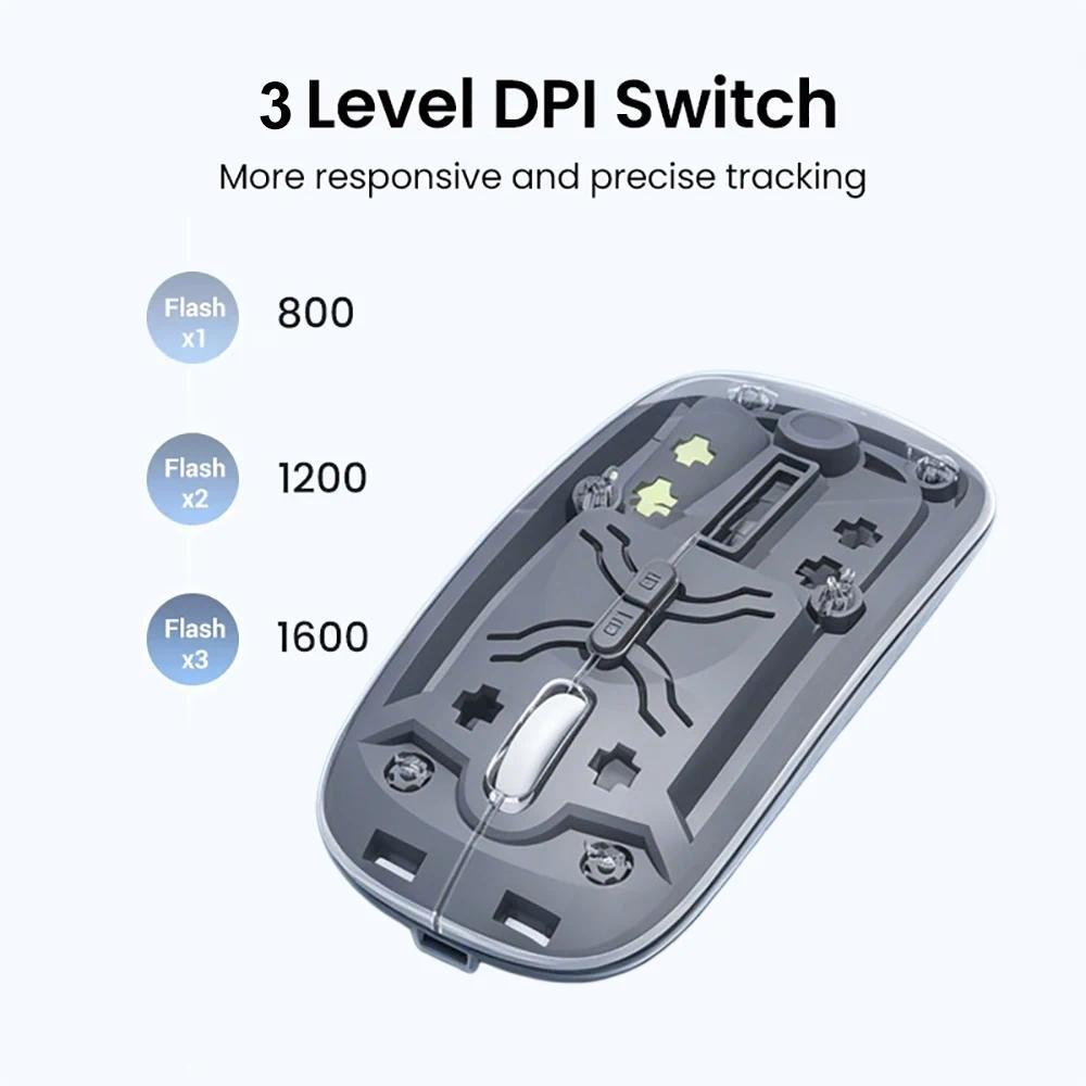 [Sẵn sàng] Chuột không dây Bluetooth 2.4G mới Chuột trong suốt Một cú nhấp chuột Trở lại máy tính để bàn 5 nút Chuột tắt tiếng cho máy tính xách tay Macbook
