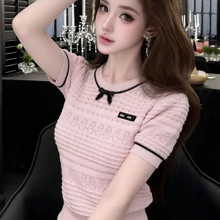Áo thun ngắn tay cao cấp thời trang và thanh lịch dành cho nữ trong mùa hè. Áo kiểu dáng Hàn Quốc đ
