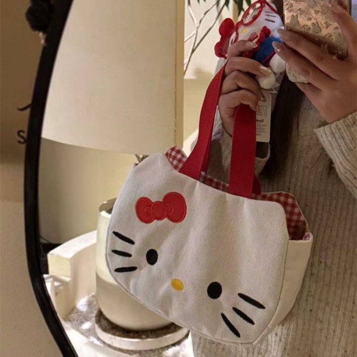 Mới Kitty Dễ Thương Túi Đựng Hoạt Hình Đi Làm Túi Túi Xách Nữ Túi Xách Công Suất Lớn