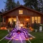 Thiết lập cảnh Halloween với mạng nhện có đèn và các điểm tham quan ma ám nhện tím 125cm