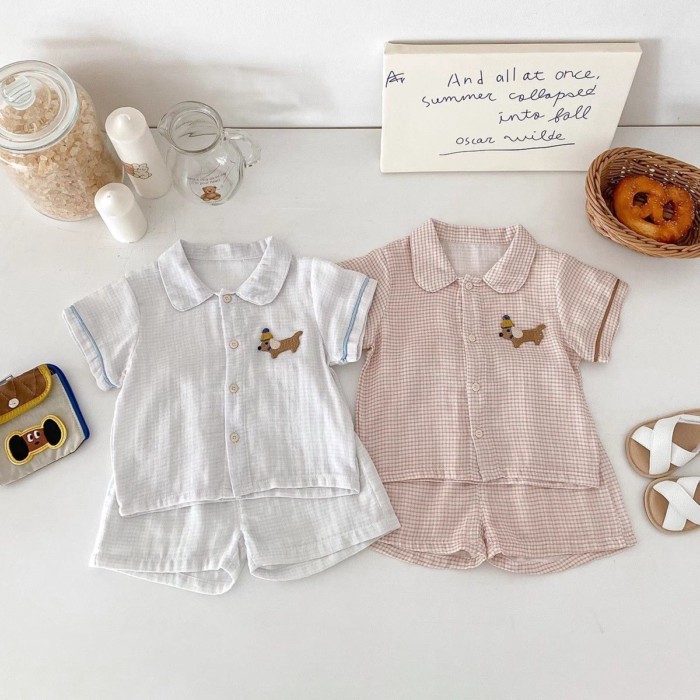 bộ đồ ngủ cho bé, đồ ngủ, bộ mỏng mùa hè, áo sơ mi ngắn tay bé trai và bé gái, quần short, bộ đồ