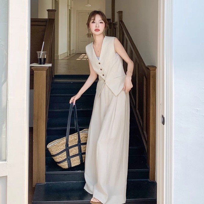 Set vest nữ cao cấp, vest nữ, quần ống rộng hai mảnh