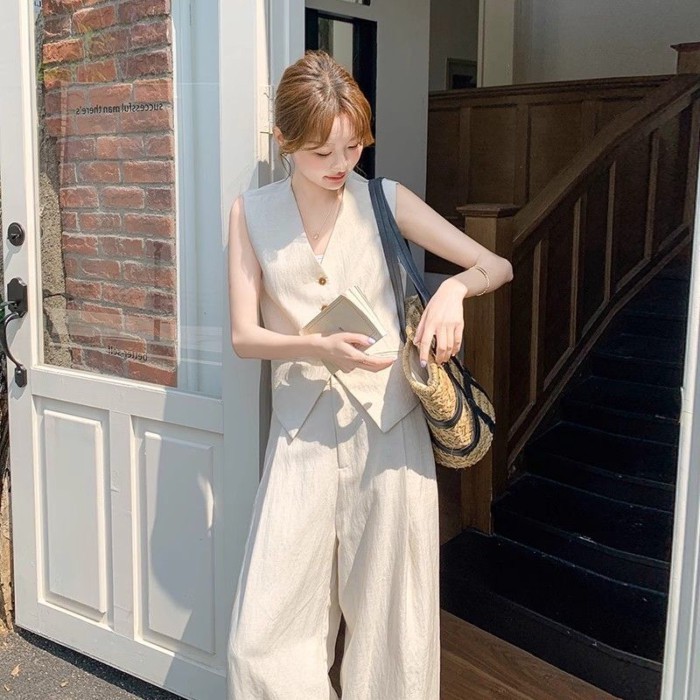 Set vest nữ cao cấp, vest nữ, quần ống rộng hai mảnh