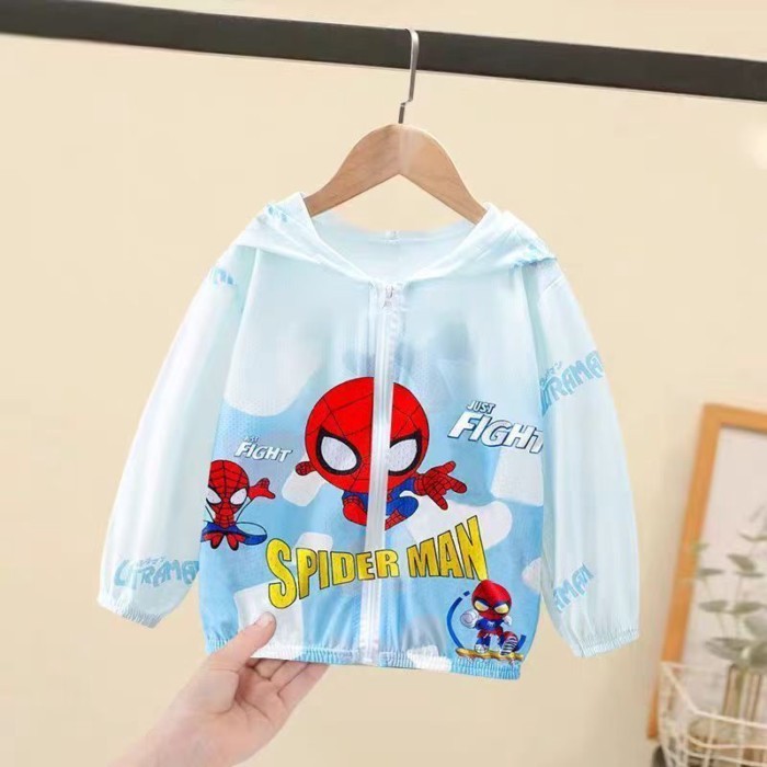 Quần Áo Chống Nắng Trẻ Em Ultraman Người Nhện Mùa Hè Băng Lụa Lưới Mỏng Bé Trai Và Bé Gái Ngo
