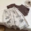 quần áo trẻ em phong cách văn học cổ điển Hàn Quốc quần cotton và vải lanh in quần thường ngày n