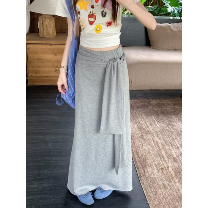 Lan ~ Mùa Hè Phong Cách Mới Ngọt Cay Drap Rend-Up Ôm Hơn Nhìn Váy Cao Cấp Hông-Wrap Chữ A Váy