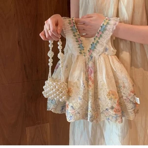 Bé Gái Mùa Hè Trẻ Em Mới Cho Bé Mùa Hè Đầm Công Chúa Phong Cách Phương Tây Pháp Hoa Áo Vest V