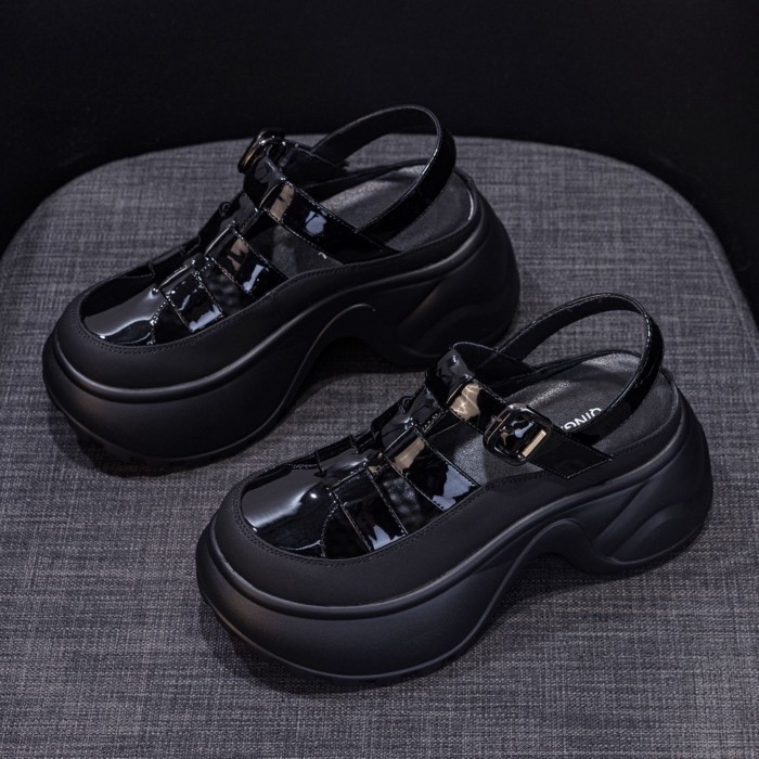 Giày Sandal Đế Dày Bao Đầu Sinh Viên Mùa Hè Nữ La Mã Giày Sandal Tăng Thông Thường Thoáng Khí Cao C