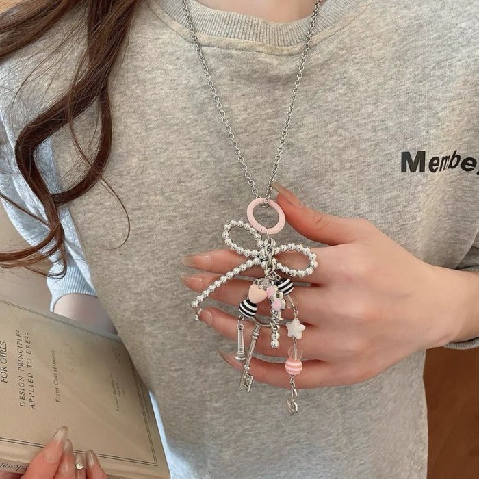 Hoạt Hình Dễ Thương Mèo KT Vòng Cổ Nữ Thiết Kế Độc Đáo Ngọt Thoáng Mát Hot Girl Chìa Khóa Ngọc Tr