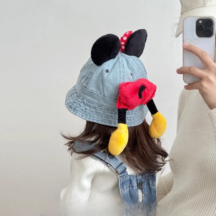 Baby Bucket Hat Spring And Autumn Cute Ear Bow Girls Sunshade Cowboy Hat Autumn And Winter Ba