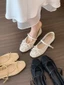 rỗng phong cách Trung Hoa Mary Jane đáy phẳng miệng nông phối ren với váy nơ mới buổi tối giày n