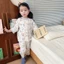 bé mùa hè co giãn thoải mái mặc nhà mỏng bé gái thoáng khí lỗ Bộ đồ ngủ Bộ trẻ em mềm mại bé tra
