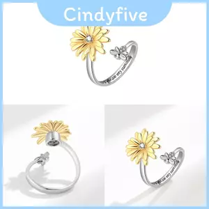 Nhẫn hướng dương có thể điều chỉnh hoa cúc nhỏ với chất liệu đồng dành cho người đam mê trang sức thời trang