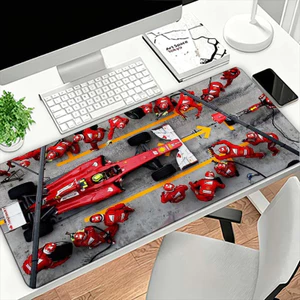 1 Tấm lót chuột in hình nhóm F1 Pit Stop - Thảm để bàn, Tương thích với bàn phím, Đế cao su chống trượt, cho PC, văn phòng, chơi game - Lý tưởng cho người hâm mộ, Thiết kế vui nhộn