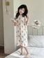 trẻ em mùa hè băng mỏng Bộ đồ ngủ lụa phong cách hoạt hình, quần ngắn tay phù hợp với bé gái quầ