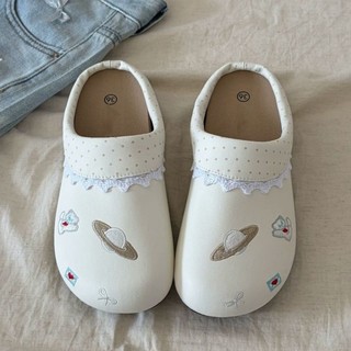 Lace Embroidered Birkenstocks Half-slippers For Women's Outer Wear New Summer One-leg Thick-s