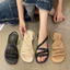 Mint Mambo New Sandals Women's Summer Square Toe Flat Sandals Sweet Wind Open-toe Beach Shoes