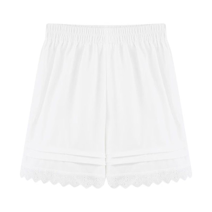 Quần short ren ngọt ngào cho nữ, đa năng, dáng rộng, giảm béo, lưng cao, quần ống rộng chữ A