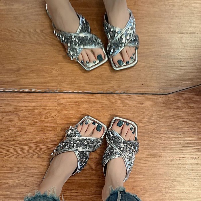 Giày sandal đế bằng đẹp phong cách Pháp dành cho nữ mặc mùa hè với váy Giày đi biển đế bệt cao c