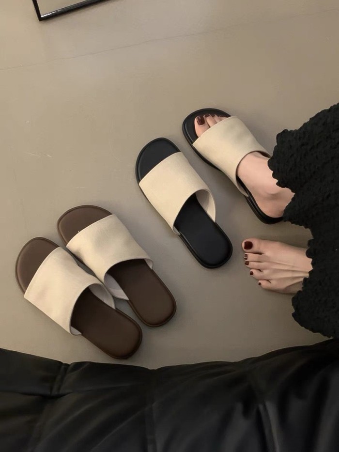 Xăng đan đế mềm bện Xiaoxiangfeng dành cho áo khoác ngoài mùa hè của nữ Dép đi biển một dây hở m