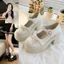 Retro Ngọc Trai Pháp Nơ Đại Học Giày Da Nhật Bản Đế Dày Tăng Chiều Cao Váy Mary Sweet JK Giày
