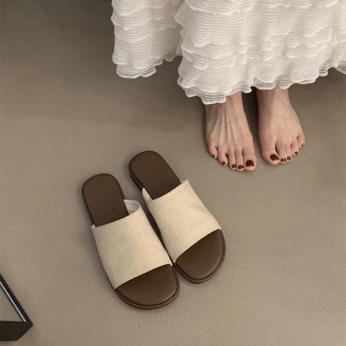 Xăng đan đế mềm bện Xiaoxiangfeng dành cho áo khoác ngoài mùa hè của nữ Dép đi biển một dây hở m