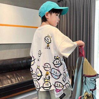 Áo thun cotton mùa hè ngắn tay cho bé trai, kiểu dáng mùa hè cho trẻ em vừa và lớn, đẹp và rộng rãi