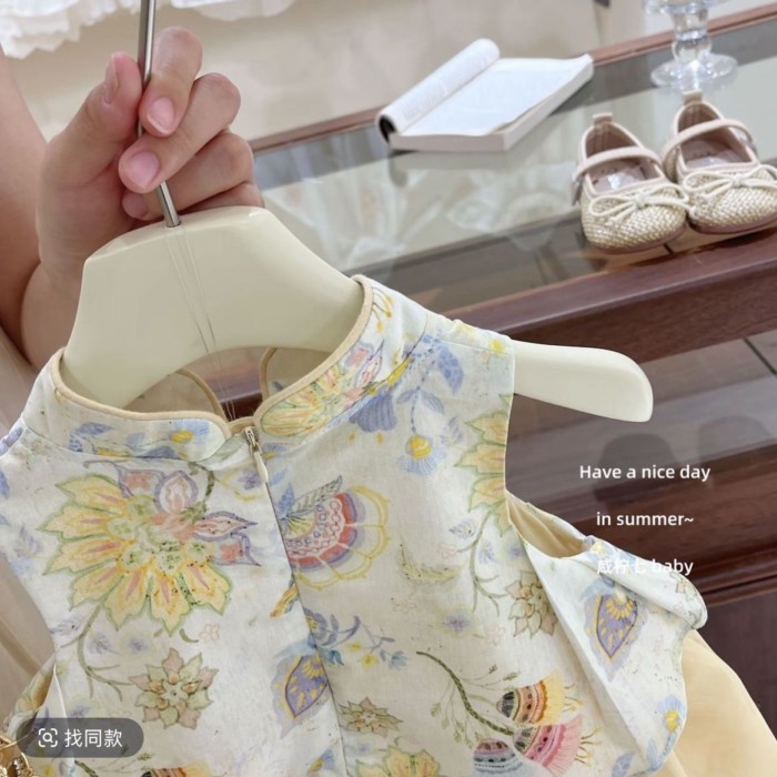 Váy Sườn Xám Cho Bé Gái Váy Không Tay Hoa Phong Cách Quốc Gia Cho Bé Gái Hanfu