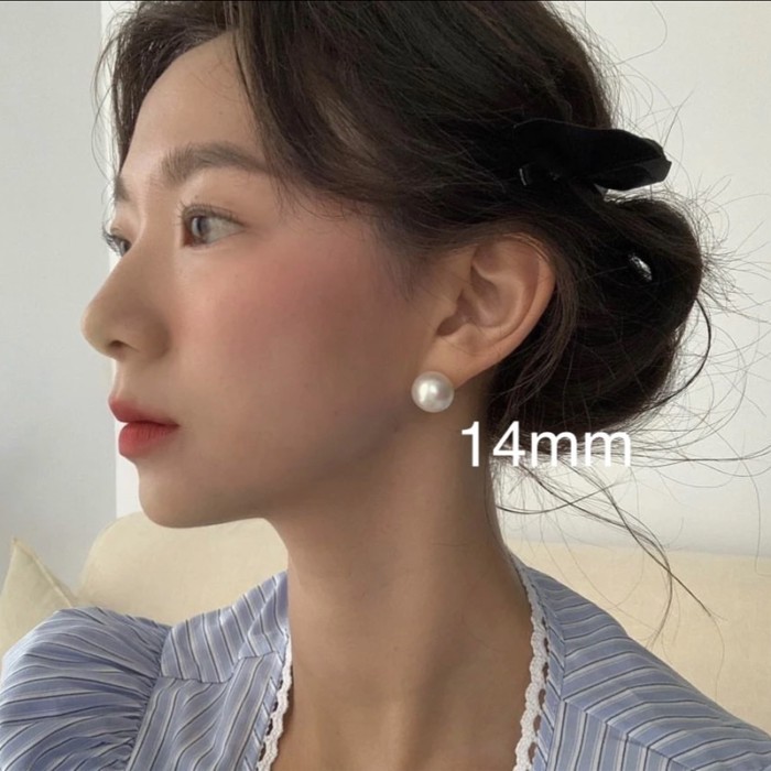 Bông tai ngọc trai phong cách Hàn Quốc , Bông tai tròn phong cách Hepburn, thanh lịch, thích h