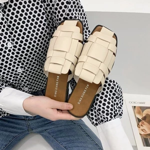Dép nửa đế ck Baotou nhỏ cho nữ mặc bên ngoài, dép dệt đế bệt mùa hè chống trượt, dép La Mã lười