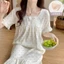 Yunduo Cotton Short-sleeved Nightgown With Breast Pads For Girls Summer Thin Sweet Loose Pajamas