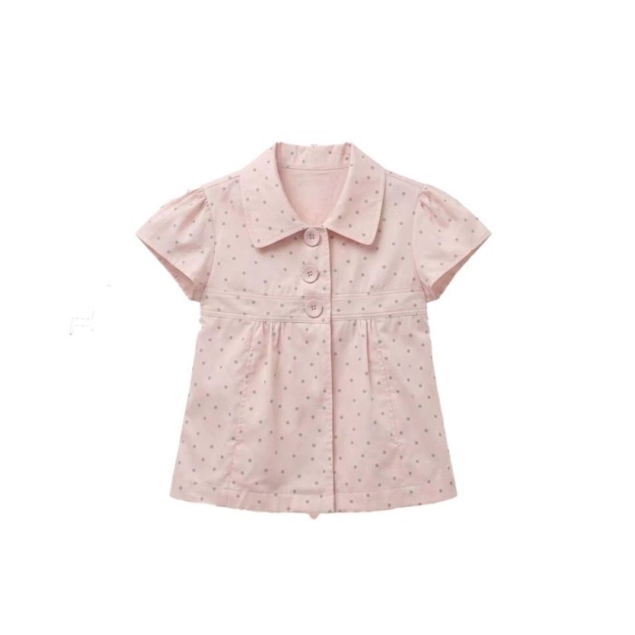College Style Pink Polka Dot Short-sleeved Shirt For Women To Wear In Summer, Korean Style Sh